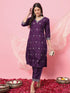 Purple Silk Blend Pant Suit 190069 Closure View