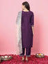 Purple Silk Blend Pant Suit 190069 Back View