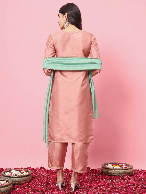 Peach Silk Blend Pant Suit 190079 Back View