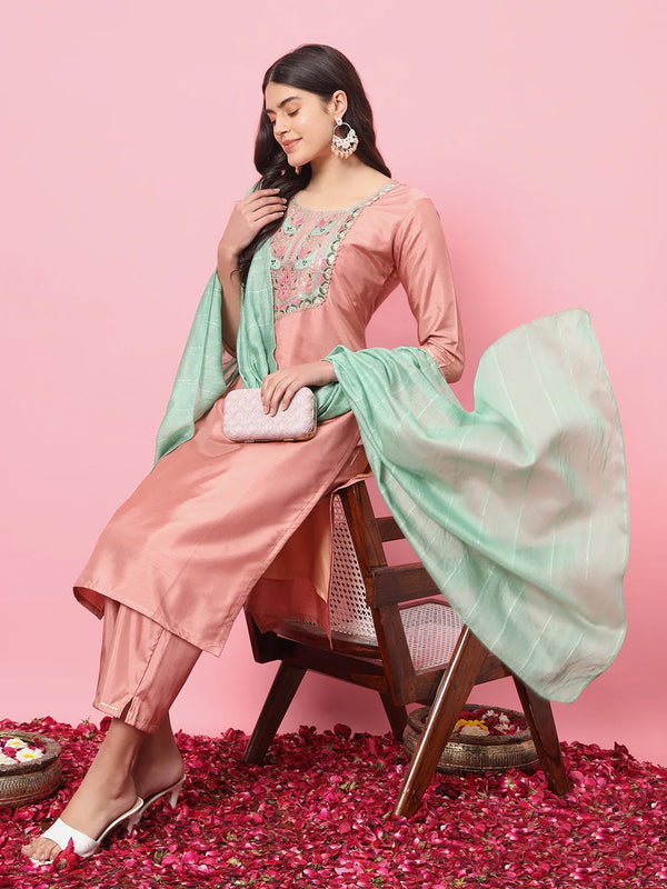 Peach Silk Blend Pant Suit 190079