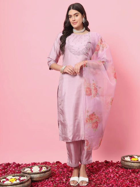 Lavender Silk Blend Pant Suit 190080
