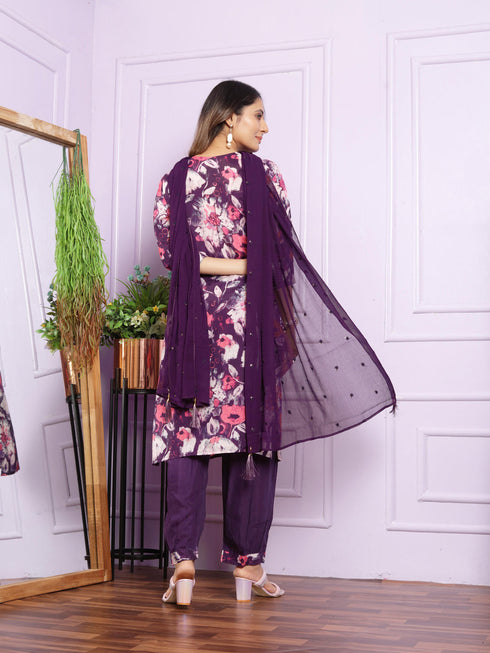 Multi Pure Muslin Pant Suit 190917 Back View