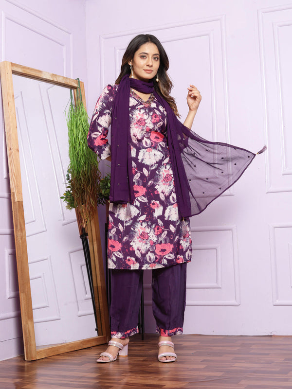 Multi Pure Muslin Pant Suit 190917