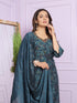 Blue Modal Silk Pant Suit 190922 Closure View