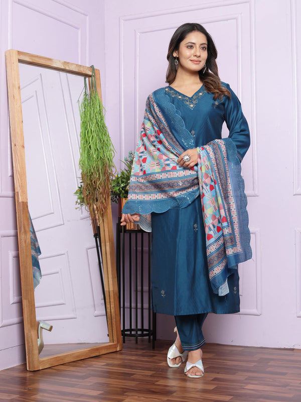 Blue Viscose Pant Suit 190927