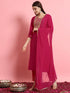 Pink Cotton Silk Blend Pant Suit 190956 Back View