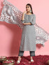 Grey Pure Cotton Print Pant Suit 190957
