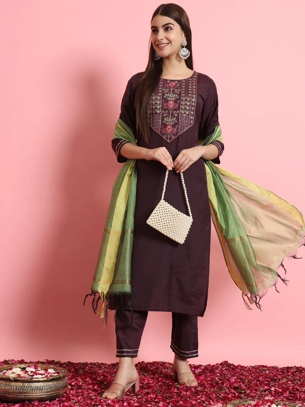 Purple Silk Blend Pant Suit 190958