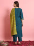 Teal Cotton Silk Blend Pant Suit 190960 Back View