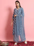 Blue Viscose Rayon Pant Suit 190968 Closure View