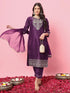 Purple Silk Blend Pant Suit 190975