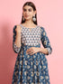 Blue Viscose Rayon Pant Suit 190982 Closure View