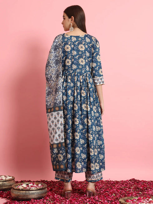 Blue Viscose Rayon Pant Suit 190982 Back View
