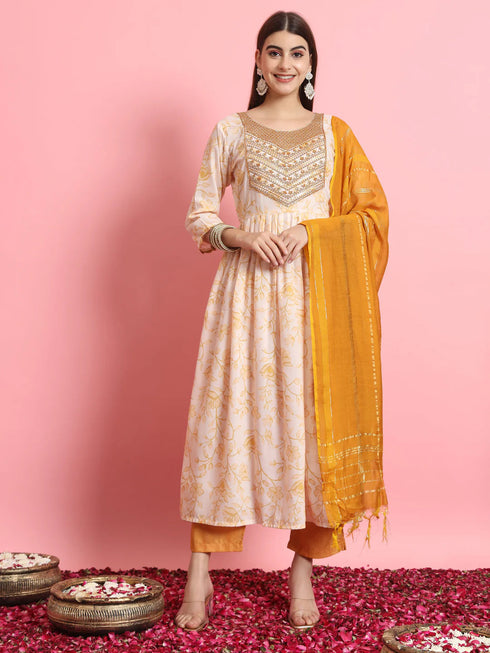 Cream Viscose Rayon Pant Suit 190984