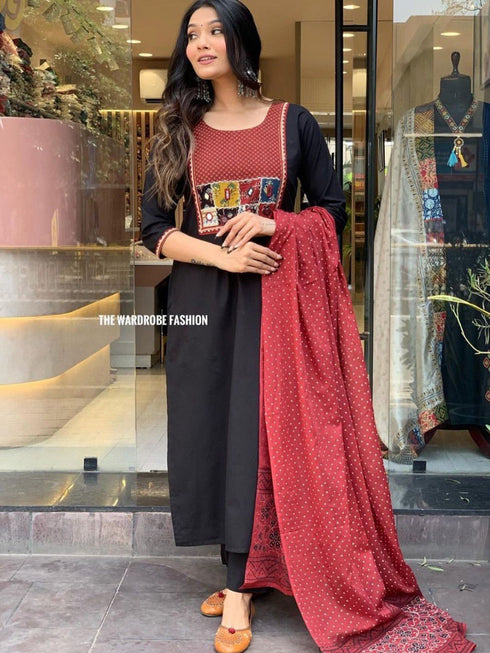 Black Rayon Pant Suit 191002 Back View