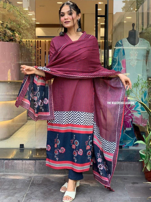 Multi MuslinĀ Pant Suit 191004 Back View