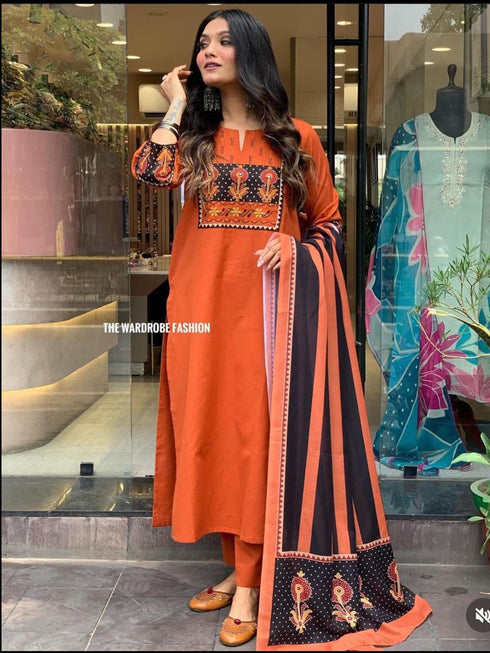 Orange Rayon Pant Suit 191006 Closure View