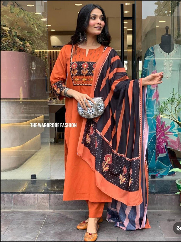 Orange Rayon Pant Suit 191006