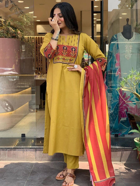 Yellow Rayon Pant Suit 191007 Back View