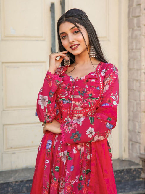 Multi Chiffon Pant Suit 191008 Back View