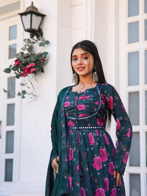 Multi Chiffon Pant Suit 191009 Closure View