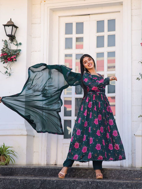 Multi Chiffon Pant Suit 191009 Back View