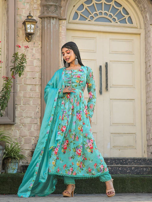 Multi Chiffon Pant Suit 191010 Back View