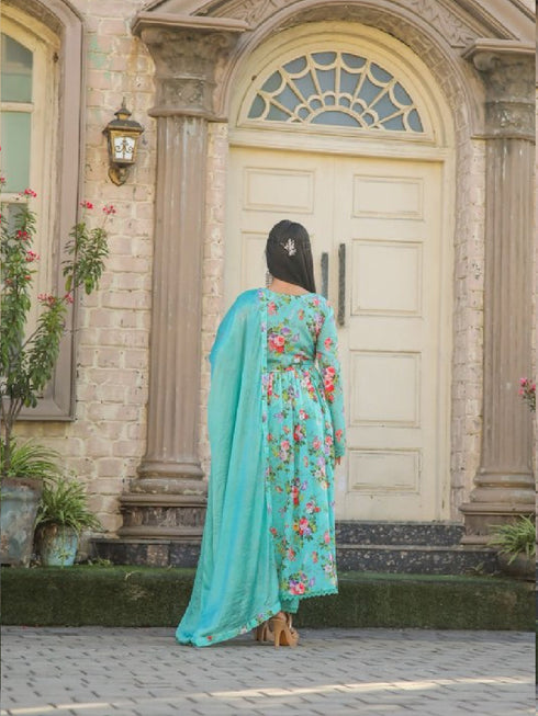 Multi Chiffon Pant Suit 191010 Salwar Kameez