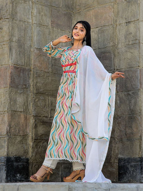 Multi Chiffon Pant Suit 191011 Back View