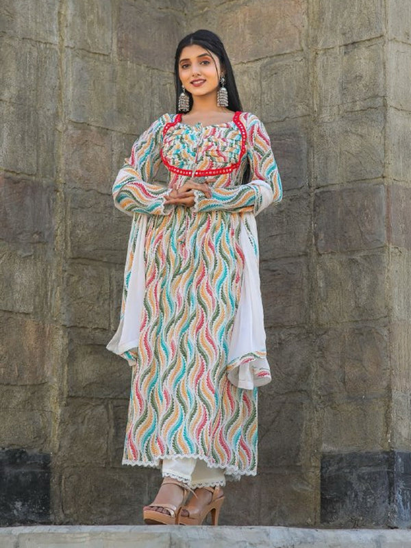 Multi Chiffon Pant Suit 191011