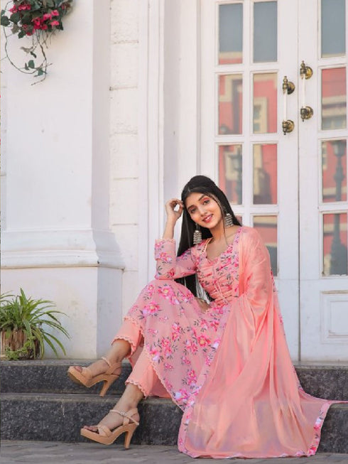 Multi Chiffon Pant Suit 191012 Back View