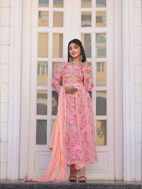 Multi Chiffon Pant Suit 191012