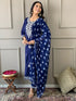Blue Rayon Pant Suit 191013 Closure View