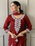 Red Rayon Pant Suit 191014 Back View