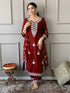 Red Rayon Pant Suit 191014
