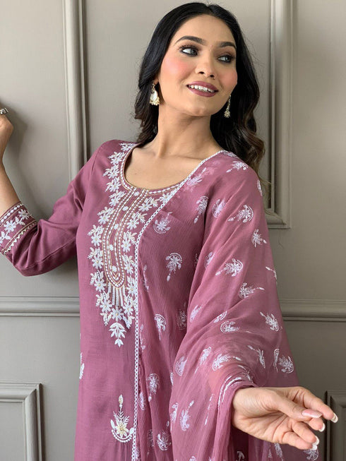 Pink Rayon Pant Suit 191015 Back View