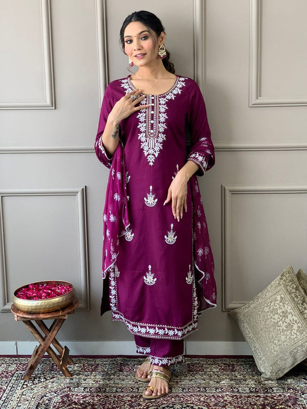 Purple Rayon Pant Suit 191016