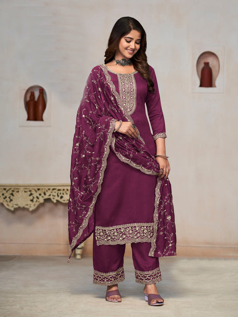 Wine Pure Vichithra Palazzo Suit 191065