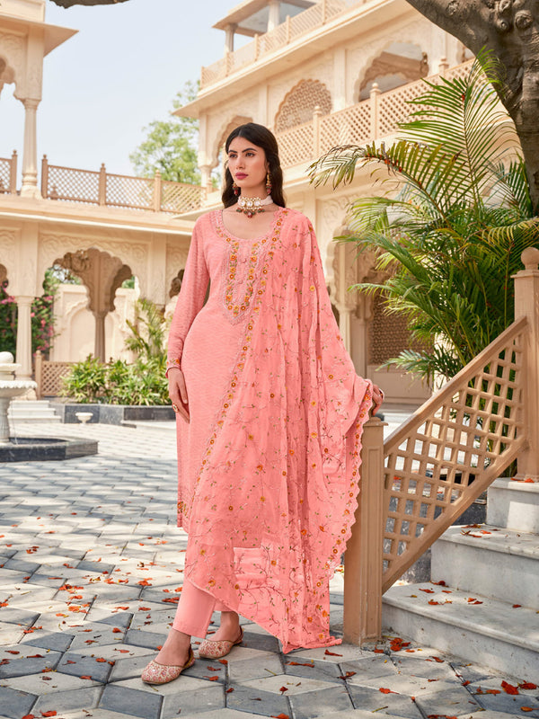 Baby Pink Real Georgette Pant Suit 191067