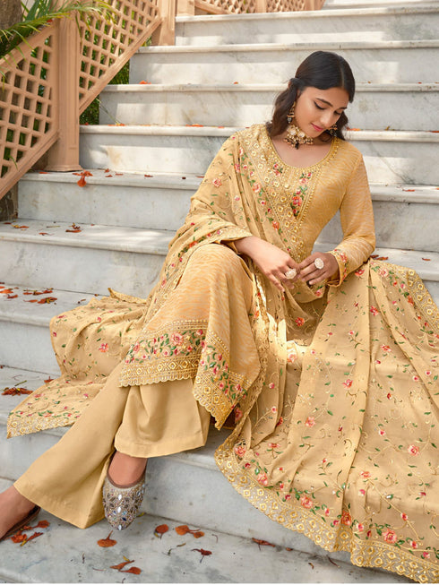 Chiku Real Georgette Pant Suit 191068 Closure View