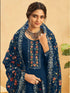 Navy Bule Real Organza Palazzo Suit 191126 Closure View