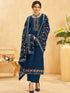 Navy Bule Real Organza Palazzo Suit 191126