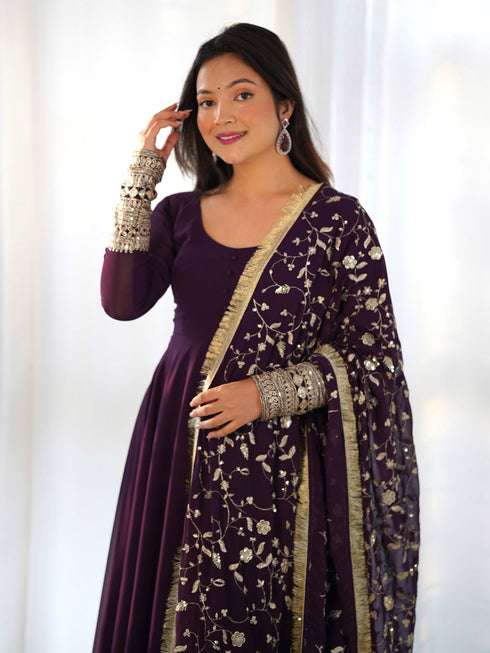 Purple Heavy Pure Soft Fox Georgette Anarkali Dress 191194 Salwar Kameez