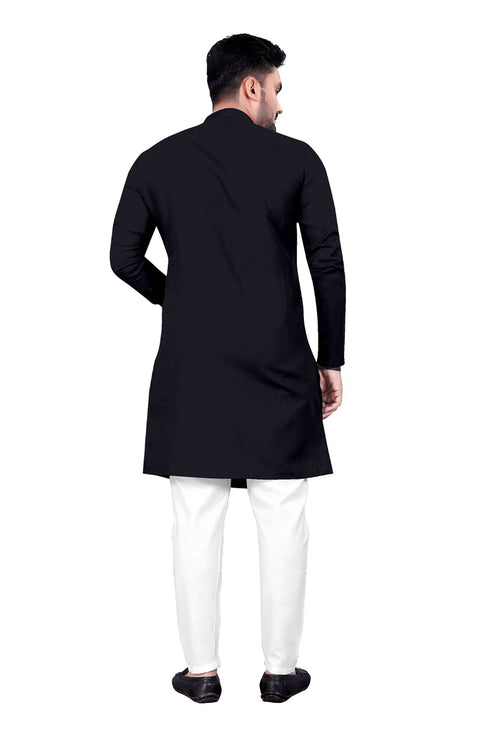 Black Kurta Cotton Payjama Closure View