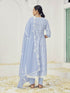 Light Bule Pure Cotton Palazzo Suit 191314 Back View