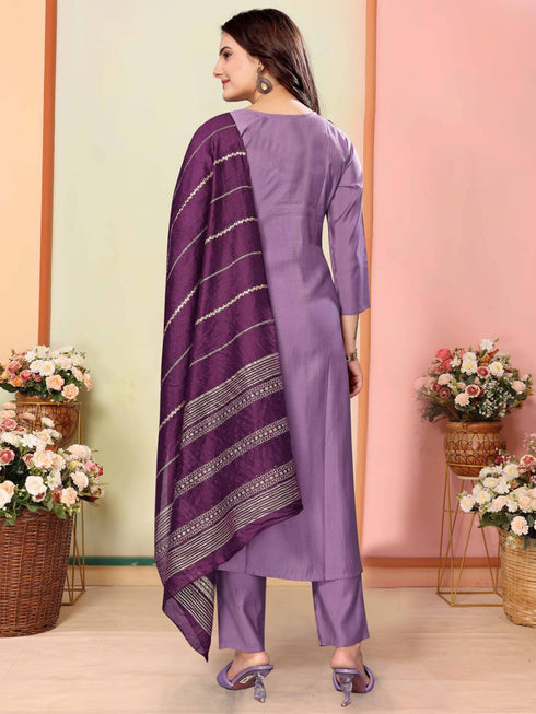 Levender Art Silk Pant Suit 191324 Salwar Kameez