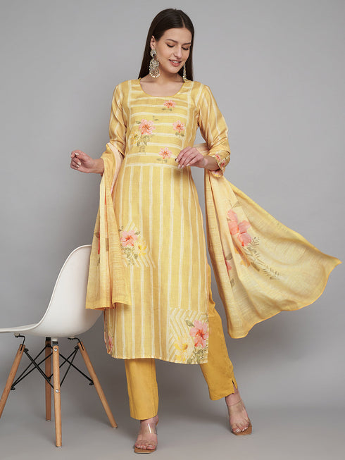 Yellow Linen Pant Suit 191355 Closure View