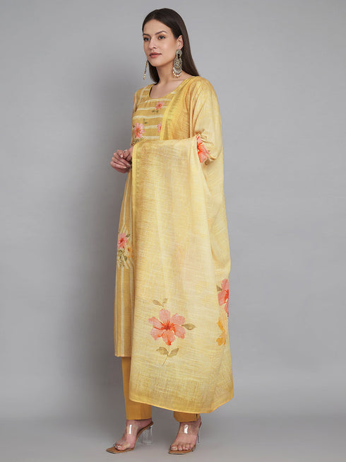 Yellow Linen Pant Suit 191355 Back View