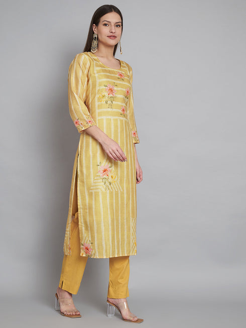 Yellow Linen Pant Suit 191355 Salwar Kameez