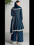 Teal Heavy Blooming Chinon Palazzo Suit 191477 Closure View